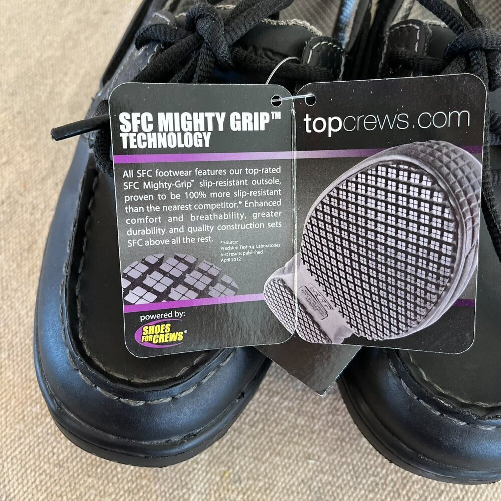 TopCrews Woman's Black Leather Work Slip-Resistant Shoes Sz 10 - Picture 10 of 13